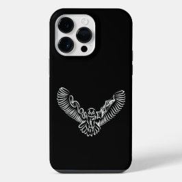 白黒の部族の飛翔フクロウ iPhone 14 PRO MAXケース