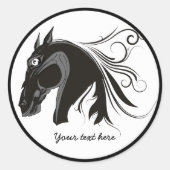 白黒の部族の馬頭のステッカスタムカー ラウンドシール (正面)