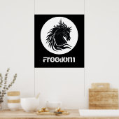 白黒の部族の馬頭のポカスタムスター ポスター (キッチン)