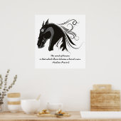 白黒の部族の馬頭のポカスタムスター ポスター (キッチン)