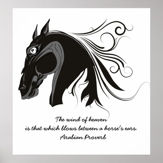 白黒の部族の馬頭のポカスタムスター ポスター (正面)