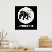 白黒の部族の馬頭のポカスタムスター ポスター (キッチン)