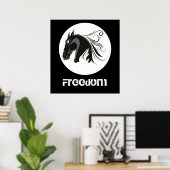 白黒の部族の馬頭のポカスタムスター ポスター (ホームオフィス)