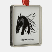 白黒の部族の馬頭カスタムオーナメント メタルオーナメント (右)