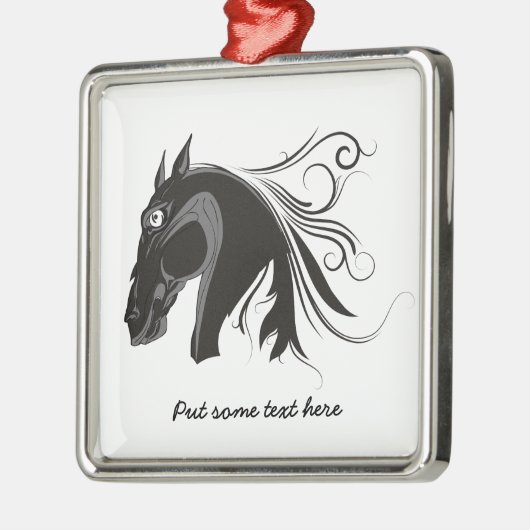 白黒の部族の馬頭カスタムオーナメント メタルオーナメント (左)