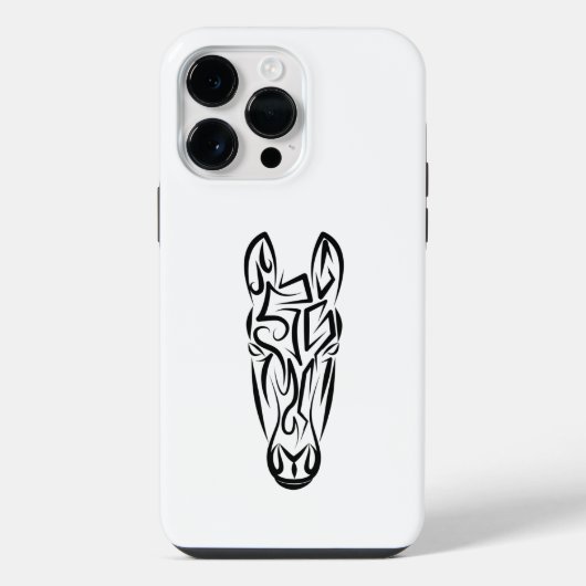 白黒の部族の馬 iPhoneケース (裏面)
