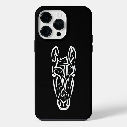 白黒の部族の馬 iPhoneケース (裏面)