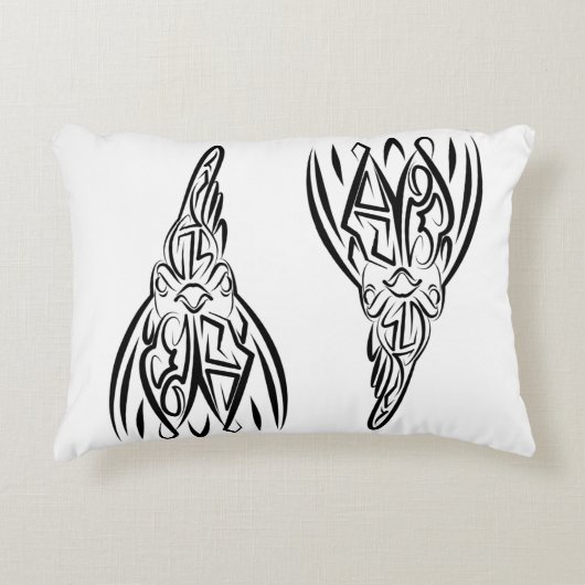 白黒の部族の鶏 アクセントクッション (正面)