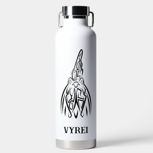 白黒の部族の鶏 ウォーターボトル (正面)