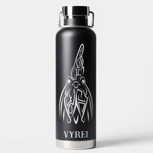 白黒の部族の鶏 ウォーターボトル (背面)