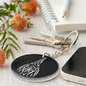 白黒の部族の鶏 キーホルダー (正面右)