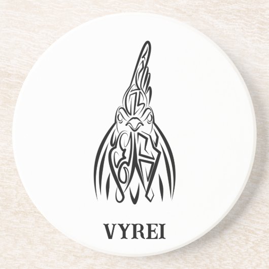 白黒の部族の鶏 コースター (正面)