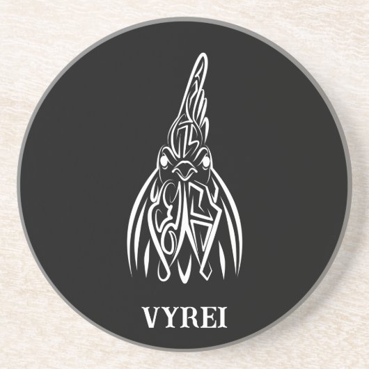 白黒の部族の鶏 コースター (正面)