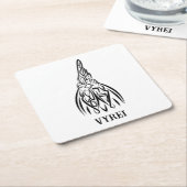 白黒の部族の鶏 スクエアペーパーコースター (アングル)