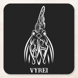 白黒の部族の鶏 スクエアペーパーコースター