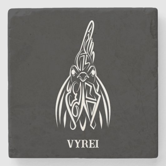 白黒の部族の鶏 ストーンコースター (正面)