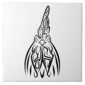 白黒の部族の鶏 タイル (正面)