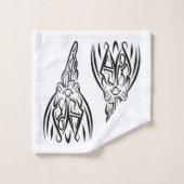 白黒の部族の鶏 バスタオルセット (ウォッシュタオル)