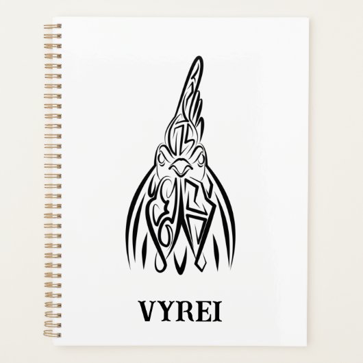 白黒の部族の鶏 プランナー手帳 (正面)