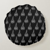 白黒の部族の鶏 ラウンドクッション (裏面)