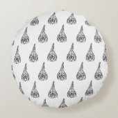 白黒の部族の鶏 ラウンドクッション (裏面)