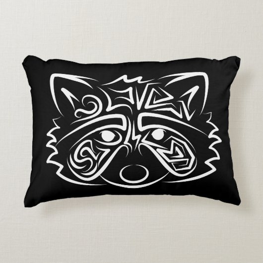 白黒の部族アライグマ アクセントクッション (正面)