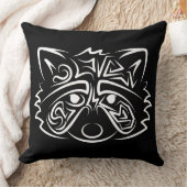 白黒の部族アライグマ クッション (ブランケット)