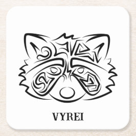 白黒の部族アライグマ スクエアペーパーコースター