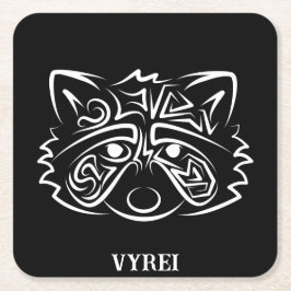 白黒の部族アライグマ スクエアペーパーコースター