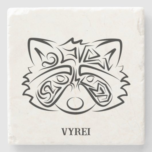 白黒の部族アライグマ ストーンコースター (正面)