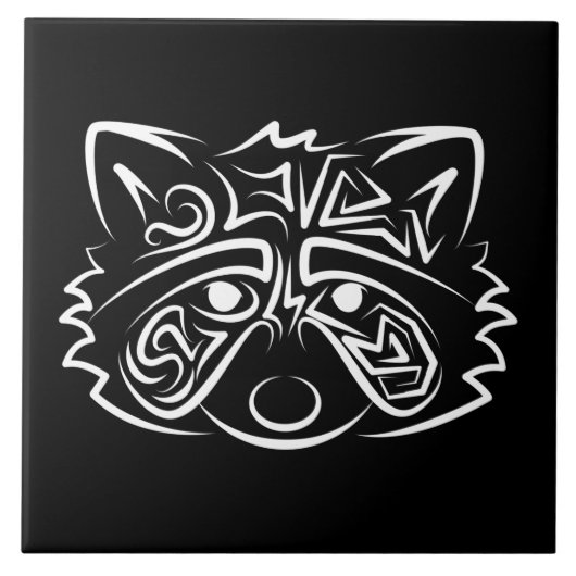 白黒の部族アライグマ タイル (正面)