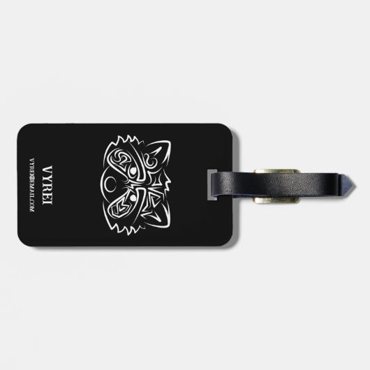 白黒の部族アライグマ ラゲッジタグ (裏面横)