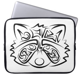 白黒の部族アライグマ ラップトップスリーブ