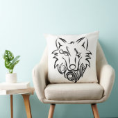 白黒の部族オオカミ クッション (椅子)