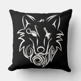 白黒の部族オオカミ クッション