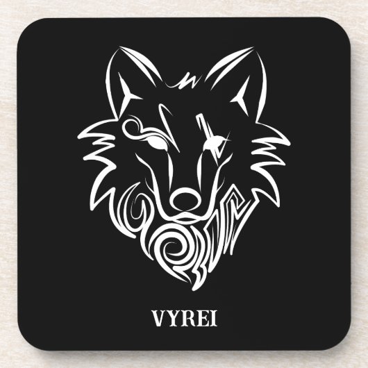 白黒の部族オオカミ コースター (正面)