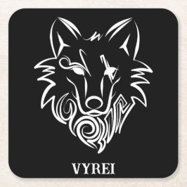 白黒の部族オオカミ スクエアペーパーコースター