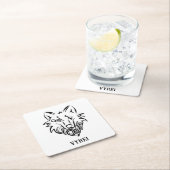 白黒の部族オオカミ スクエアペーパーコースター (インサイチュ)