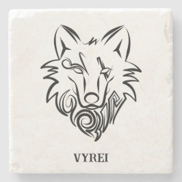 白黒の部族オオカミ ストーンコースター