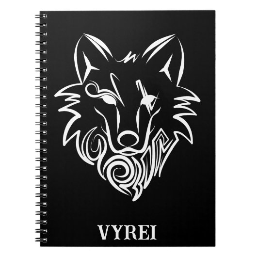 白黒の部族オオカミ ノートブック (正面)