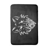 白黒の部族オオカミ バスマット (正面縦)