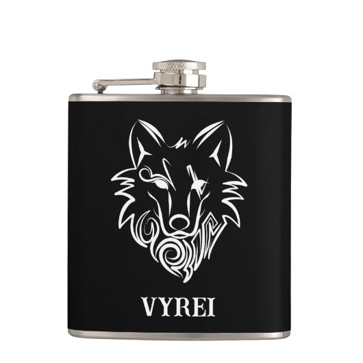 白黒の部族オオカミ フラスク (正面)