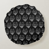 白黒の部族オオカミ ラウンドクッション (裏面)