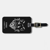 白黒の部族オオカミ ラゲッジタグ (正面横)