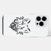 白黒の部族オオカミ iPhoneケース (裏面横)