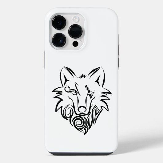 白黒の部族オオカミ iPhoneケース (裏面)