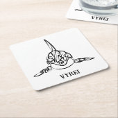 白黒の部族オルカ スクエアペーパーコースター (アングル)