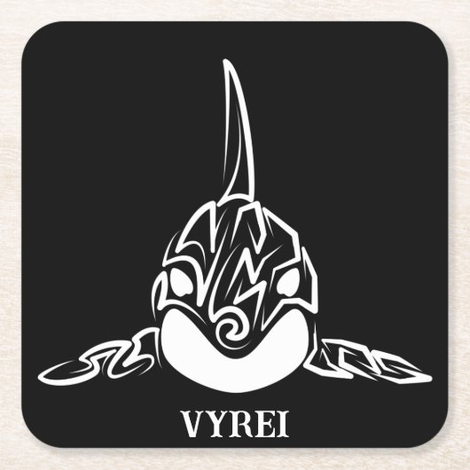 白黒の部族オルカ スクエアペーパーコースター (正面)