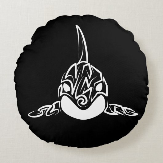 白黒の部族オルカ ラウンドクッション (正面)