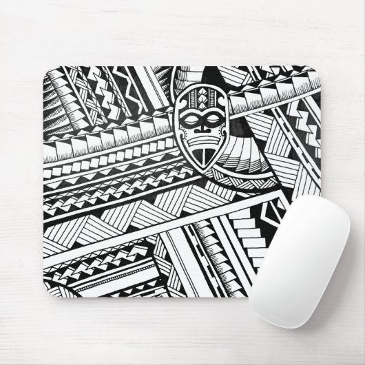 白黒の部族タトゥーアフリカマスクデザイン マウスパッド (マウス)